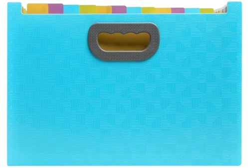 Exacompta - Ref. 55199E – 1 Fächermappe erweiterbar offen mit Griffen Pop'Nco – Deckel aus recyceltem PP – Innenseite aus PP – 24 Fächer – Maße: 33 x 23,5 x 25 cm – Farbe Cyan