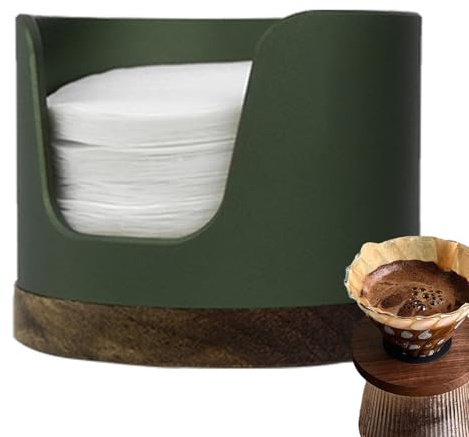 Contenedor de almacenamiento de filtro de café, filtros de papel de pantalla, recipiente portátil con tapa, contenedor de estilo de granja vintage a prueba de polvo para casa para el hogar