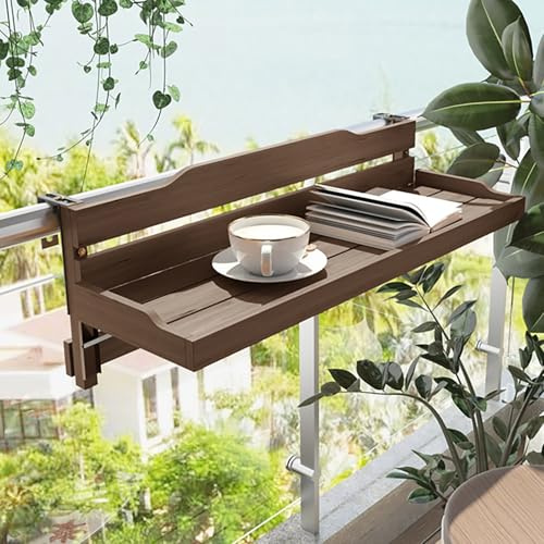 ZENSTYW Balkonghängbord, fällbart balkonghängbord, utomhushängande räcke bord för däck, justerbart balkongbord vikbart, lämpligt för terrass, trädgård (60 cm/23,6 tum)