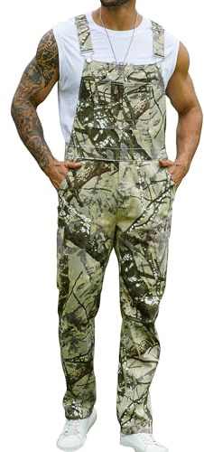 Yuanbang Camo Bibs Overalls for Men Adjustable Straps Work Utility Coveralls Camouflage Jumpsuit