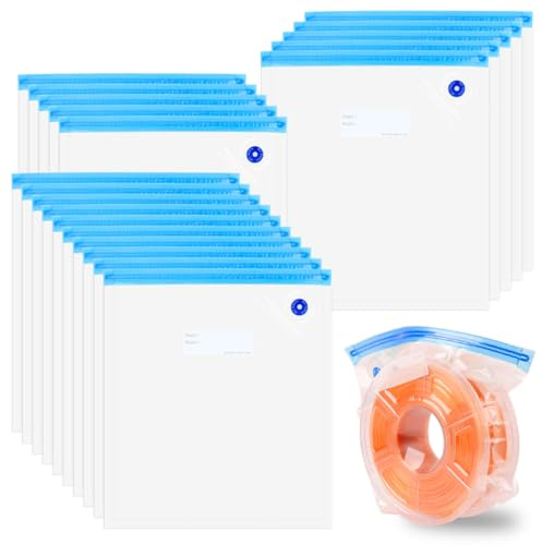 DODUOS 20 st 34 x 30 cm 3D-filamentförvaring PLA-filament vakuum, Filamentvakuum påsar kit, Transparent filamentförvaring filamentpåse, Vakuumpåsar små för fuktbeständig