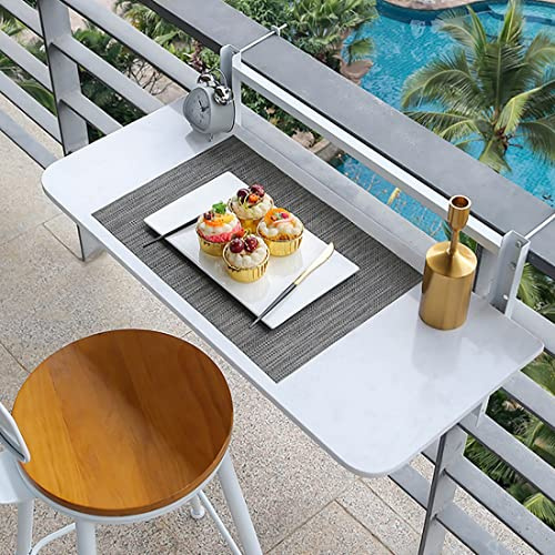 ACRaBoss Outdoor Folding Side Table,Balcony Table Hanging,Balcony Folding Hanging Railing Table,Balcony Railing Hanging Table, Folding Balcony Deck Table,Adjustable Wall-Mounted Side Tables for Patio/