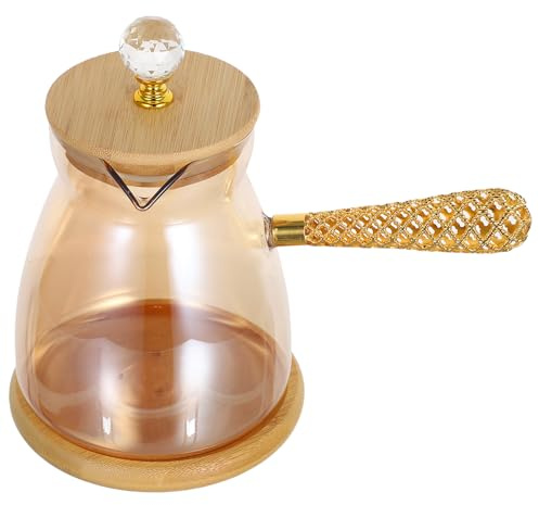 ADOCARN Tetera turca: Cafetera turca de vidrio con asa lateral - Tetera de cocina de estilo cezve para derretir leche y mantequilla en casa - 750 ml