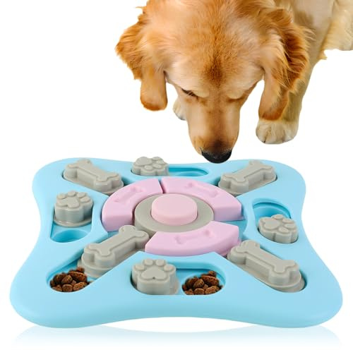 Bldrwer Jeu Intelligence Chien, Jeux Intelligence, Jouet Interactif Chien Occupation, Manger Lentement, Exercez Votre Odorat, Temps de Passage, pour Les Petits, Moyens et Grands Chiens (Bleu)