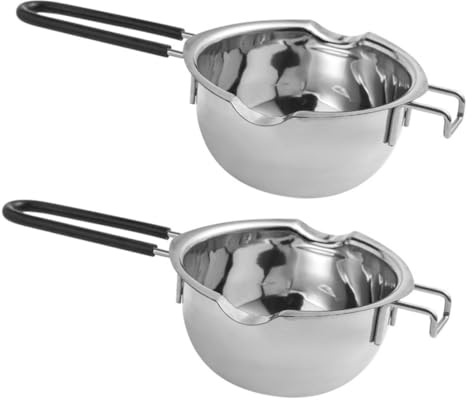 Gatuida 2pcs Stainless Steel Melting Pot Cheese Melting Pot for Butter Cheese Heating Baking Accessory
