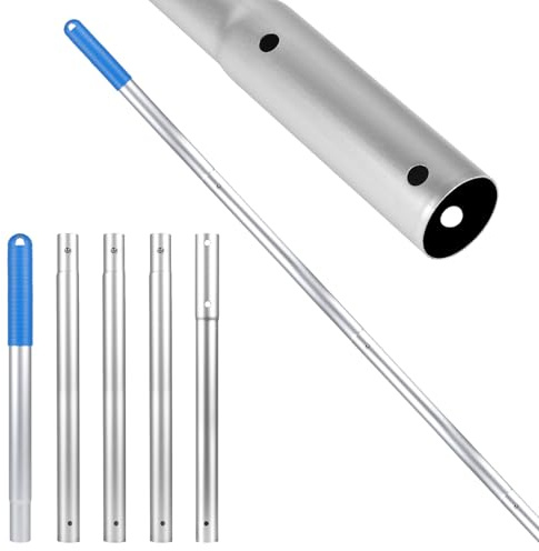 LALAGO Palo Mango Telescópico Aluminio, 5 Secciones 1,7m Palos Ajustable con Clip EZ, Poste Telescópico Aluminio, Poste para Limpieza de Piscinas, Varilla para Limpieza de Piscinas, Palo Extensible