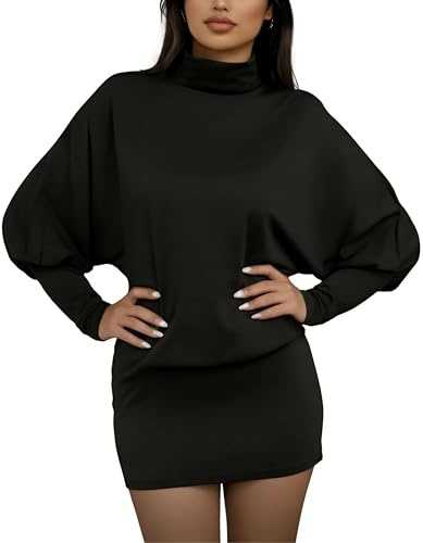 Vestito Donna Sexy Corto Invernale Mini Abito a Maniche Lunghe AM226-S