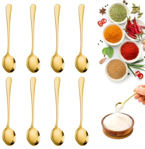 Juego de cucharas pequeñas de Acero Inoxidable | 7,5 cm, 8 unidades, para tarros de especias, sal y especias