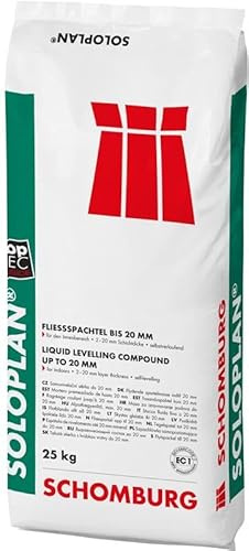 SCHOMBURG SOLOPLAN Fließspachtel, selbstverlaufende Bodenausgleichsmasse, zementäre, schnelltrocknende Ausgleichsmasse, früh begehbar, selbstnivellierend, für Innenbereich, grau - 25 kg Sack