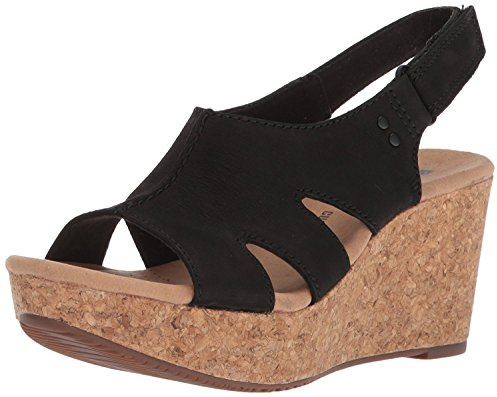Clarks Annadel Bari, Plataforma Mujer, Piel de Nobuk Negra, 38.5 EU