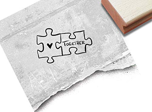 Stempel Motivstempel Puzzle Together, 2 Größen - Bildstempel Liebesgrüße Valentinstag Hochzeit Karten Basteln Tischdeko Geschenk - zAcheR-fineT