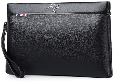 Aideal Pochette Uomo da Polso in Pelle PU Cartella Portadocumenti Borsetta a mano Organizer per la uso quotidiano,viaggio,lavoro