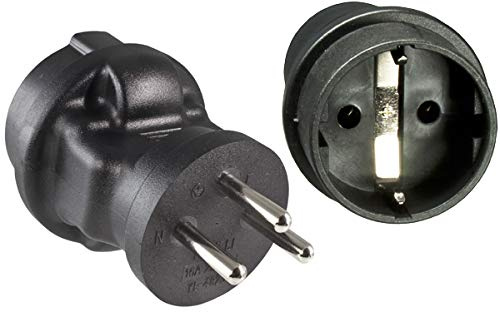 DINIC Reisestecker, Stromadapter für Israel, 3-Pin Reiseadapter (1 Stück, schwarz)