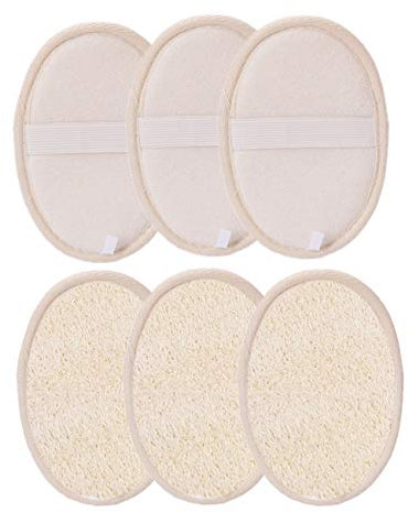 JZK 6 x Bad Dusche Luffa Pad natürliche Loofa Schwamm Scrubber Luffaschwamm Rückenscrubber für Frauen und Männer