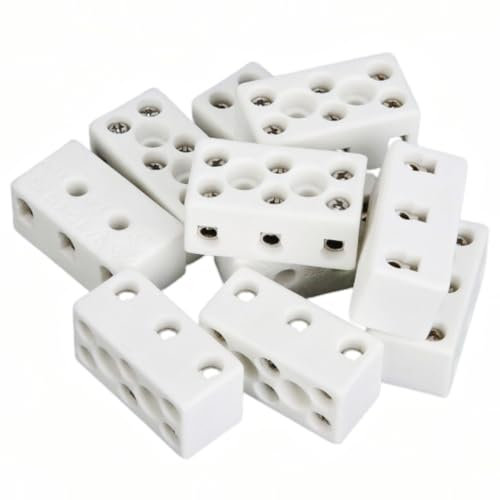 BORDSTRACT Terminales de cerámica, conector de cerámica de alta temperatura 10 piezas de 3 vías 24a para el cable de conexión de energía conector industrial