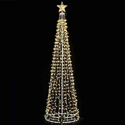 BAKAJI Albero di Natale Luminoso 280 CM Led Luci con Giochi di Luce Struttura in Metallo Decorazione Natalizia Design Minimal Artificiale Arredamento Natalizio Addobbo (Bianco Caldo 753 LED)