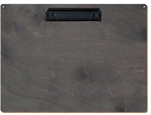 Bütic Holz Klemmbrett Standardform Grau für DIN A3 A4 A5 A6 mit 2 Ösen aus 3mm starkem Birkensperrholz mit Klarlack versiegelt