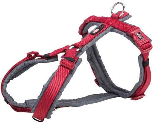 TRIXIE Premium Trekkinggeschirr, M-L, Rot/Graphit, 62-74 cm/25 mm