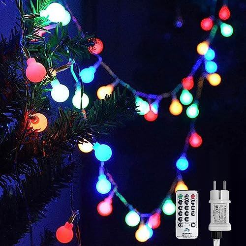 WOWDSGN Catena Luminosa a Sfera Colorata, 20M 200LED Dimmerabili, Catena di Luci da Festa con Spina per Interni ed Esterni, 8 Modalità di Illuminazione, Risparmio Energetico, Ideale per Natale, Festa