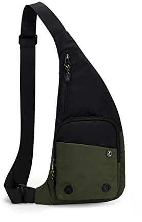 FANDARE Ultraleicht Brusttasche Sling Bag Herren Damen Bauchtasche Umhängetaschen Schultertasche Crossover Daypacks für Outdoor Reisen Camping Wanderrucksäcke Crossbody Pack Grün