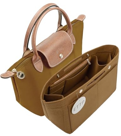 ETTP Purse Organizer Insert For Handbags, Felt Tote Bag Organizer Insert, Handbag Organizer, Compatible with Neverful Speedy and More, 6 Size (Small,Lighting Coffee)