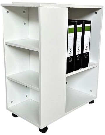 Jet-Line® Mesa de impresora | contenedor con ruedas | oficina | carrito auxiliar | ruedas | soporte para impresora | organizador | armario con ruedas | Leon | blanco | muebles de oficina | 60 x 35 x