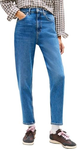 Tommy Jeans Donna Jeans Mom Jeans Tapered Fit, Blu (Denim Medium), 24W/30L