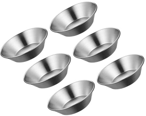 OUNONA 6pcs Egg Tart Molds Aluminium Alloy Bakeware Non-Stick Pie Mold for Oven Baking DIY Dessert Cups Home Kitchen Baking Tool