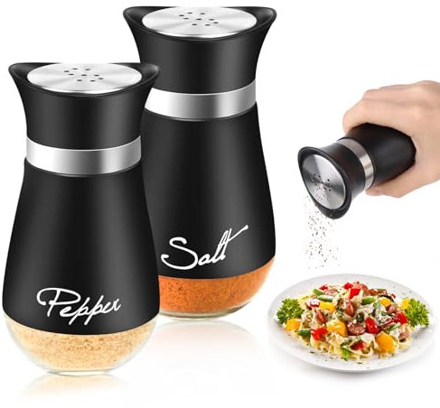 saleros de cocina 150ml, 2 Set de saleros y pimenteros, salero cocina material de vidrio con tapa de acero inoxidable- saleros y pimenteros pour cuisine, barbecue en plein air, barbecue, camping-car