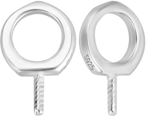 Beebeecraft 1 Box 10 Mini Ösenstiften Mit Schraubverschluss 925 Ösenstiften Aus Sterlingsilber Verschlüsse Haken Für Halbgebohrte Perlen Armbänder Schlüsselanhänger Ohrringe Basteln (9x6x1mm)