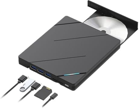 Lecteur Optique Externe Multifonction USB3.0 PC DVD-RW/CD Graveur D'ordinateur Support U Disque Carte TF(DVD-RW)