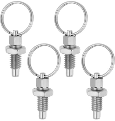 Be In Your Mind 4Pcs Spring Plunger Stainless Steel with Pull Ring Thread M6x1 Length 12mm Pin Outer Diameter 4mm Used in Chassis Cabinet Industrial Equipment