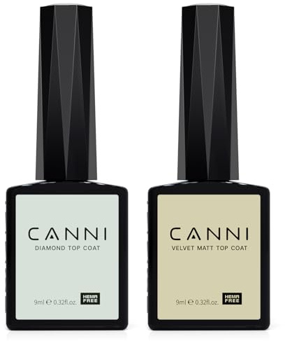 CANNI UV Nagellack Top Coat Gel UV & Matte Top Coat Für Gelnägel | Long Lasting Gel Nail Polish No Wipe Top Coat Überlack Nail Art Soak Off UV Manicure Salon DIY at Home 9ml
