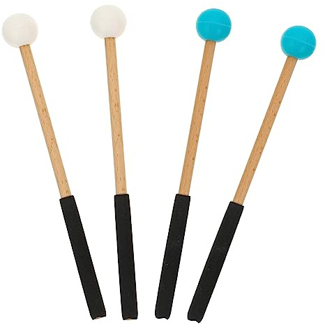 Baquetas de Marimba, 2 Pares, para Tongue Drum, Madera y Goma