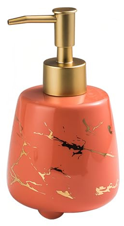 Dowbom Distributeur de savon moussant en céramique avec pompe, distributeur de mousse à la main, pour bar et cuisine (orange)