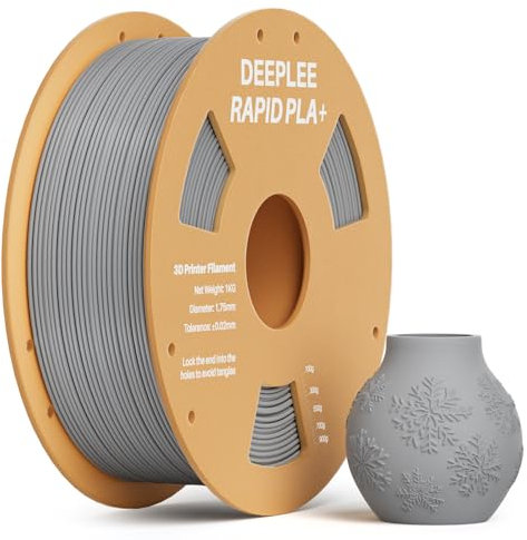 DEEPLEE Rapid PLA Plus Filament 1.75mm, High Speed 3D Drucker Filament up to 600mm/s, PLA+ Filament Maßgenauigkeit +/- 0.02 mm für die meisten FDM 3D Drucker, Grau 1KG