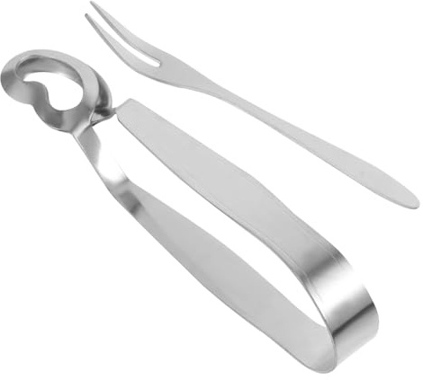 PRETYZOOM Escargot Eating Tongs Snail Serving Tongs Set of Snail Fork Clip Stainless Steel Restaurant