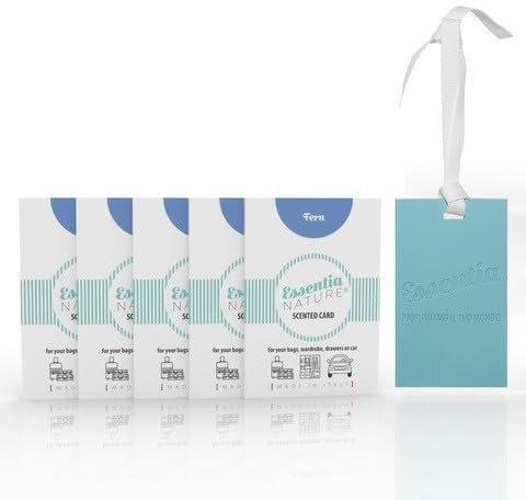 ESSENTIA Card Profumate in Silicone, Ideali per Profumare Armadi, Cassetti, Borse, Auto (Fragranza Felce, confezione da 5)