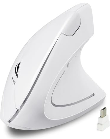 Fonicer Souris sans Fil Verticale de Type C，Souris sans Fil USB C 2.4G Ergonomique pour MacBook, Ordinateurs, Ordinateurs Portables et Tous Les appareils de Type C (White)