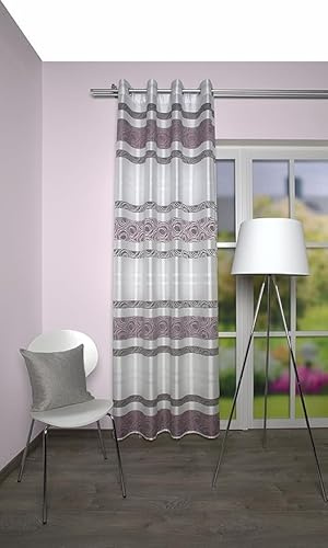 BB-Toy-Trades Färdig sjal med öljettgardin, gardin, gardin, 1 styck, ogenomskinlig med tvärränder, B x H 140 x 245 cm i färg malvafärgad
