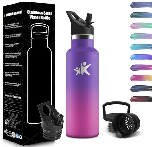 HoneyHolly Botella Agua Acero Inoxidable, Termo Agua Fria, 500ml Cantimplora Termica Sin BPA, 12H Caliente/24 Frío, Botella para Niños & Adultos, Botella Acero Inoxidable para Deporte, Oficina, Yoga