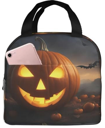 SXOOGE Lonchera de calabaza de Halloween para mujeres y hombres, lonchera aislada para el trabajo, picnic, viajes, reutilizable, duradera