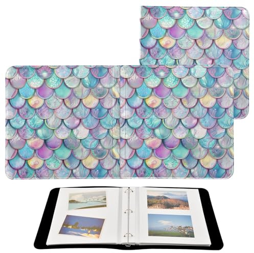 JUMBEAR Álbum de fotos grande autoadhesivo con 20 páginas, álbum de recortes para boda, familia, bebé, vacaciones, hermosas escamas de sirena coloridas
