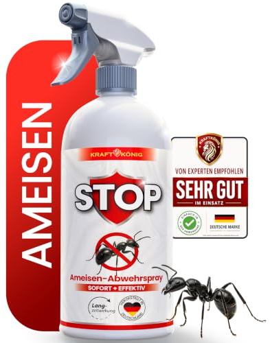 KRAFTKÖNIG Ameisenspray 500 ml – Hochwirksames Ameisen Spray für Innenräume, Außen & Garten – sofort einsatzbereit, schnell wirksam, Made in Germany