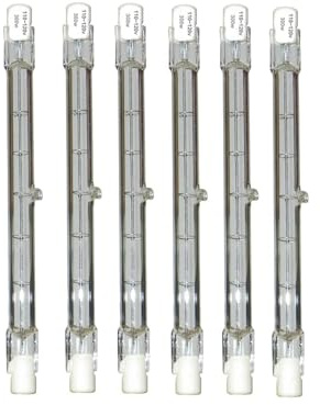 QIROGKC R7S 118mm Halogen Bulbs 6PACK – 100W-500W 110V/230V T3 J-Type Warm White 2900K for Landscape, Floodlights & Commercial Lighting 118MM-300W 230V