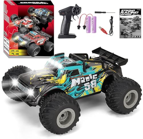 Coche Teledirigido,1:16Coche Radiocontrol de Alta Velocidad,20+km/h 2.4GHz 4WD Offroad Coche de Control Remoto,Carreras Todoterreno de Juguete Regalo para Niños Adultos Timbre