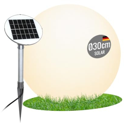 8 seasons Solar Kugelleuchte 30cm Shining Globe, Solarlampe Kugel Outdoor | LED warmweiß, Dämmerungssensor, wetterfest IP44, Solarleuchte für außen, Garten, Terrasse, Balkon, Deko Gartenbeleuchtung