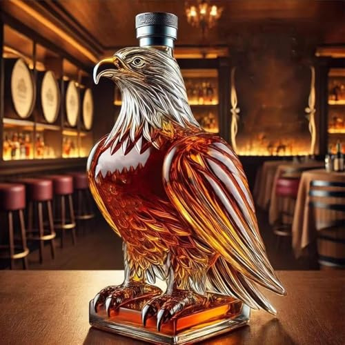 Adlerform Whisky Flasche, Whiskey Dekanter Figur, Eagle Whiskey Bottle, Transparente Glas Tierstatue Für Whiskyflasche, Exquisiter Spirituosenbehälter, Für Wein, Cocktails, Alkohol