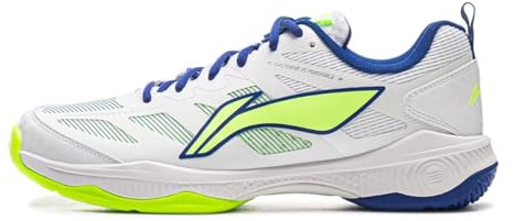 LI-NING Gladiator Ⅱ Unisex Badminton Schuhe Komfortable Freizeit Mode Atmungsaktive rutschfeste Sneakers Weiß/Blau/Fluoreszierendes Grün EU 43