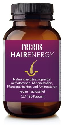 recens Hair Energy – Premium Haar-Vitamine mit Biotin, Zink, Selen, Aminosäuren & Pflanzenextrakten – Für die Erhaltung normaler Haare – vom Apotheker entwickelt – 180 Kapseln (3 Monate)